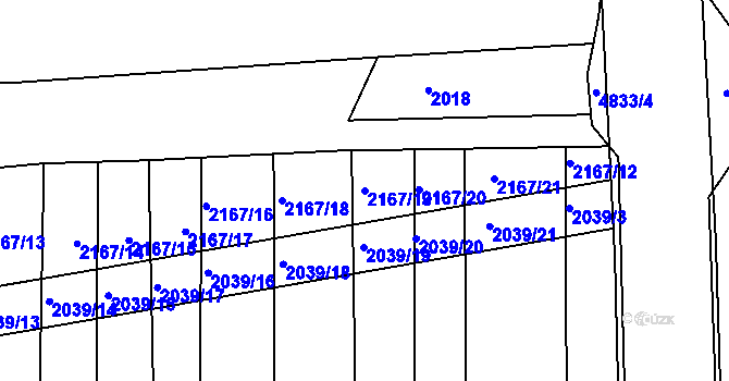 Parcela st. 2167/19 v KÚ Boršice u Buchlovic, Katastrální mapa