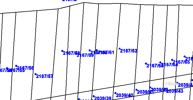 Parcela st. 2167/61 v KÚ Boršice u Buchlovic, Katastrální mapa