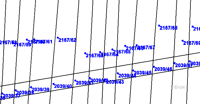 Parcela st. 2167/64 v KÚ Boršice u Buchlovic, Katastrální mapa