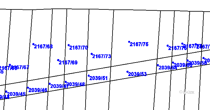 Parcela st. 2167/73 v KÚ Boršice u Buchlovic, Katastrální mapa
