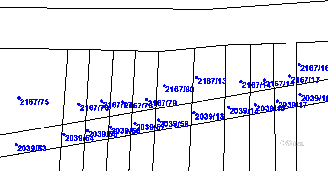 Parcela st. 2167/80 v KÚ Boršice u Buchlovic, Katastrální mapa