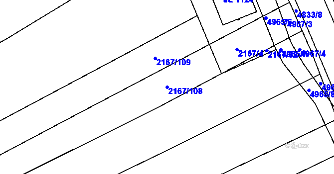 Parcela st. 2167/108 v KÚ Boršice u Buchlovic, Katastrální mapa