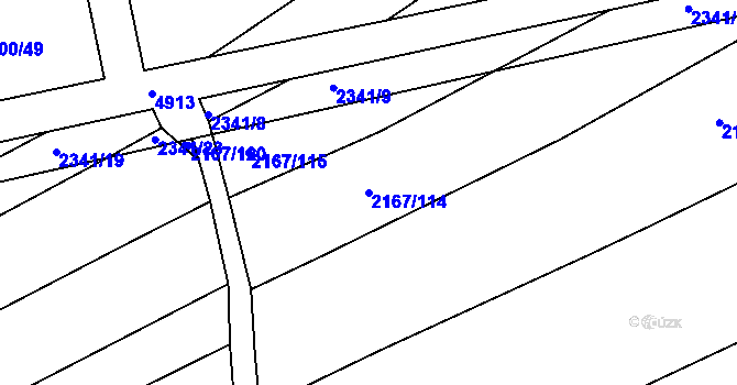 Parcela st. 2167/114 v KÚ Boršice u Buchlovic, Katastrální mapa