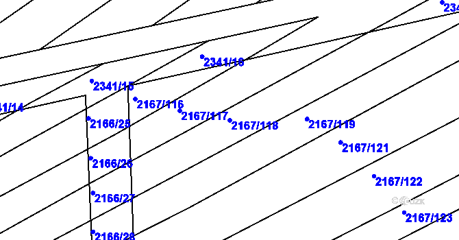 Parcela st. 2167/118 v KÚ Boršice u Buchlovic, Katastrální mapa
