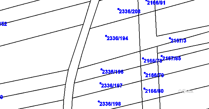 Parcela st. 2336/195 v KÚ Boršice u Buchlovic, Katastrální mapa
