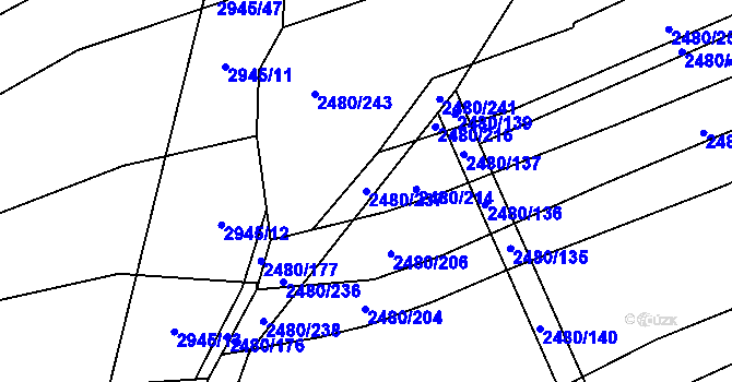Parcela st. 2480/237 v KÚ Boršice u Buchlovic, Katastrální mapa