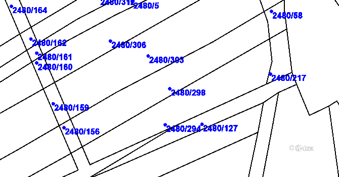 Parcela st. 2480/298 v KÚ Boršice u Buchlovic, Katastrální mapa