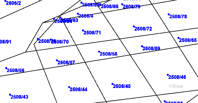 Parcela st. 2508/58 v KÚ Boršice u Buchlovic, Katastrální mapa