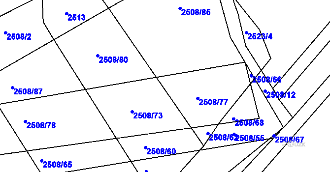 Parcela st. 2508/74 v KÚ Boršice u Buchlovic, Katastrální mapa