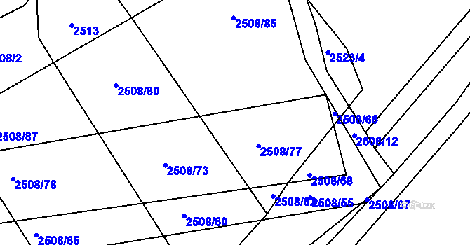 Parcela st. 2508/75 v KÚ Boršice u Buchlovic, Katastrální mapa