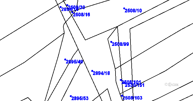 Parcela st. 2508/100 v KÚ Boršice u Buchlovic, Katastrální mapa