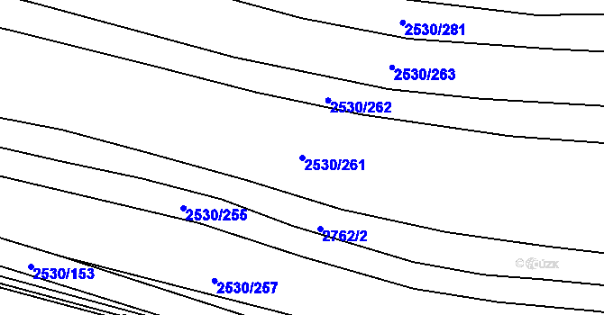 Parcela st. 2530/261 v KÚ Boršice u Buchlovic, Katastrální mapa