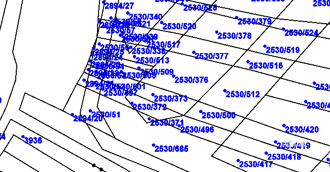 Parcela st. 2530/374 v KÚ Boršice u Buchlovic, Katastrální mapa