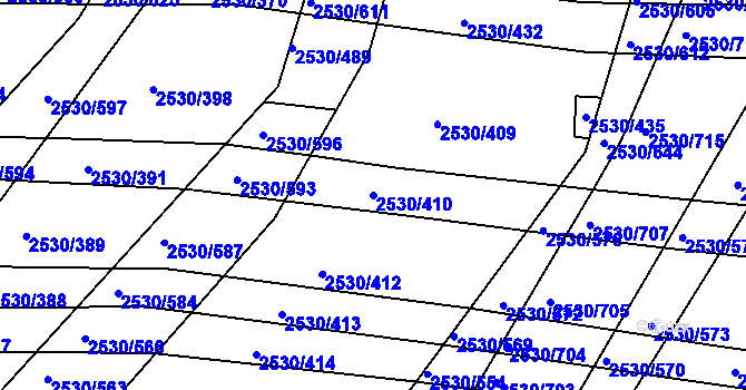 Parcela st. 2530/410 v KÚ Boršice u Buchlovic, Katastrální mapa