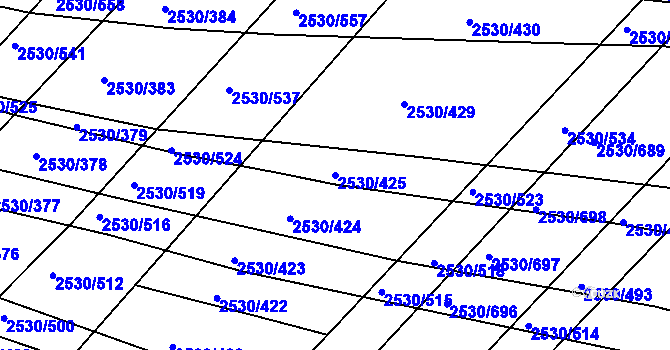Parcela st. 2530/425 v KÚ Boršice u Buchlovic, Katastrální mapa
