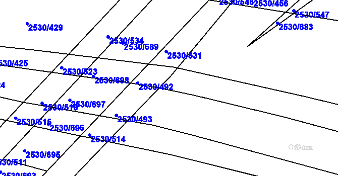 Parcela st. 2530/452 v KÚ Boršice u Buchlovic, Katastrální mapa