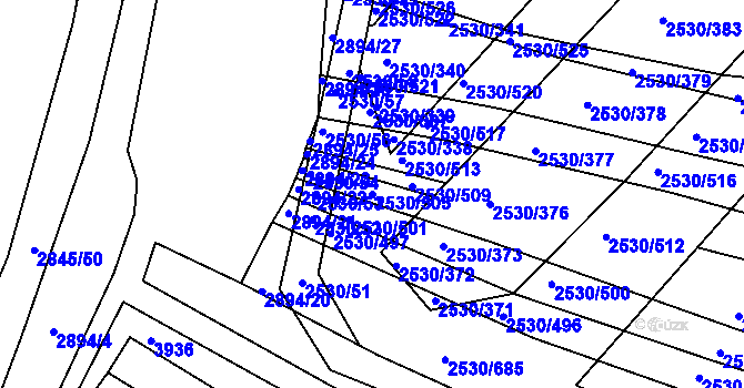 Parcela st. 2530/505 v KÚ Boršice u Buchlovic, Katastrální mapa
