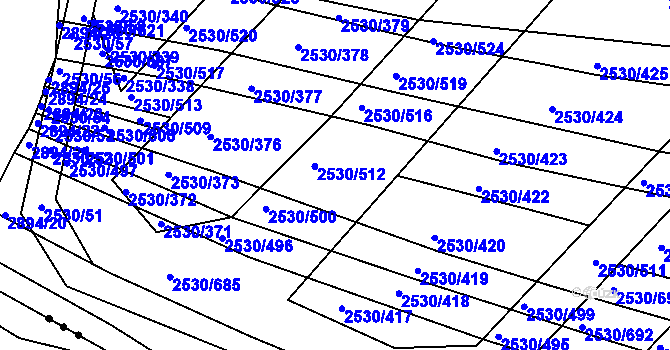 Parcela st. 2530/508 v KÚ Boršice u Buchlovic, Katastrální mapa