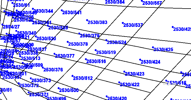 Parcela st. 2530/519 v KÚ Boršice u Buchlovic, Katastrální mapa