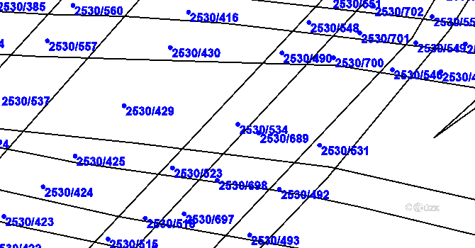 Parcela st. 2530/534 v KÚ Boršice u Buchlovic, Katastrální mapa