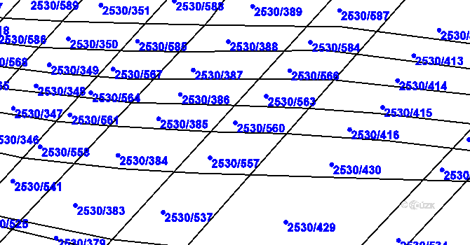 Parcela st. 2530/560 v KÚ Boršice u Buchlovic, Katastrální mapa