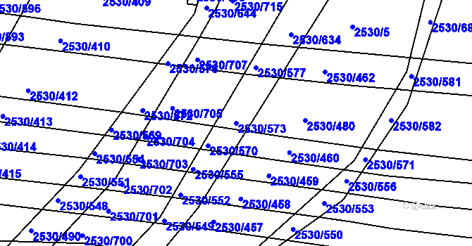 Parcela st. 2530/573 v KÚ Boršice u Buchlovic, Katastrální mapa