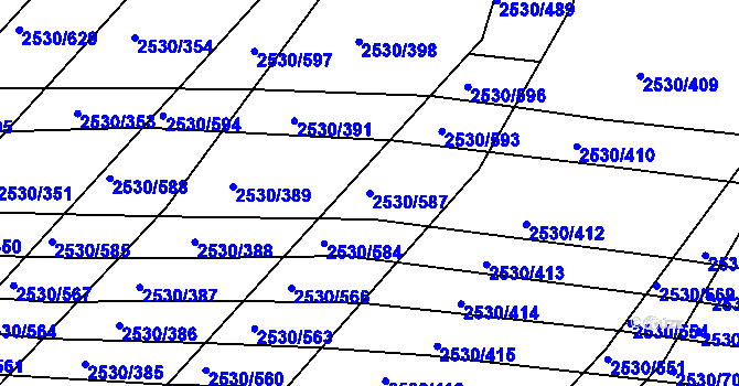 Parcela st. 2530/587 v KÚ Boršice u Buchlovic, Katastrální mapa