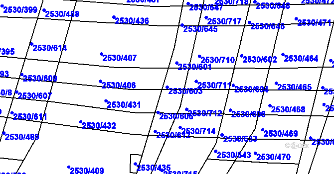 Parcela st. 2530/603 v KÚ Boršice u Buchlovic, Katastrální mapa