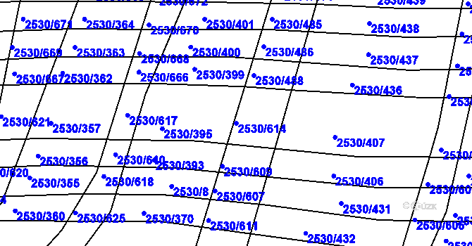 Parcela st. 2530/614 v KÚ Boršice u Buchlovic, Katastrální mapa