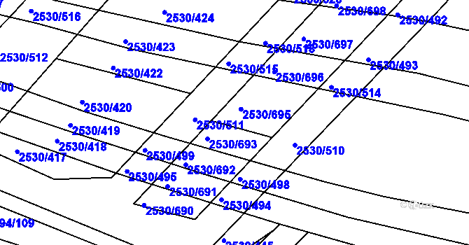 Parcela st. 2530/694 v KÚ Boršice u Buchlovic, Katastrální mapa