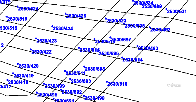 Parcela st. 2530/696 v KÚ Boršice u Buchlovic, Katastrální mapa
