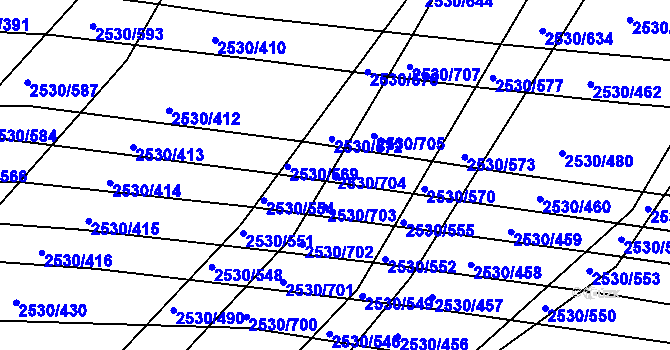 Parcela st. 2530/704 v KÚ Boršice u Buchlovic, Katastrální mapa