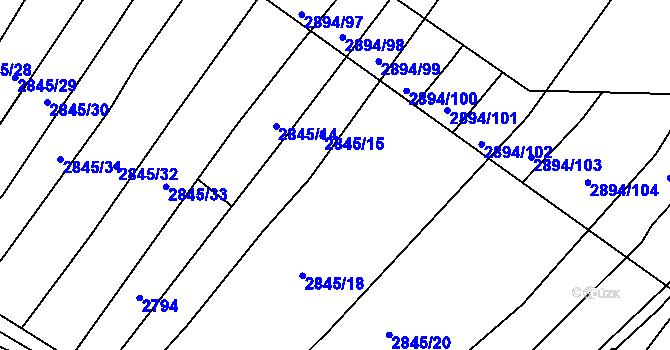 Parcela st. 2845/16 v KÚ Boršice u Buchlovic, Katastrální mapa