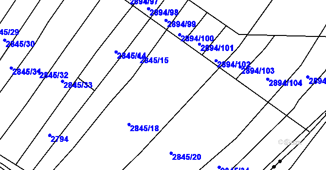 Parcela st. 2845/17 v KÚ Boršice u Buchlovic, Katastrální mapa