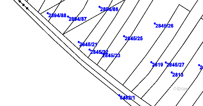 Parcela st. 2845/23 v KÚ Boršice u Buchlovic, Katastrální mapa