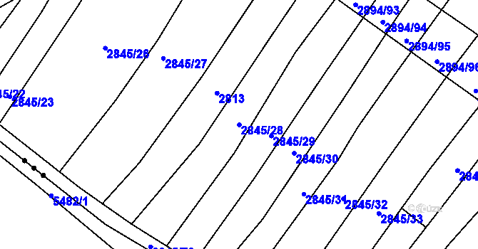 Parcela st. 2845/28 v KÚ Boršice u Buchlovic, Katastrální mapa