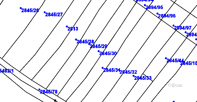 Parcela st. 2845/30 v KÚ Boršice u Buchlovic, Katastrální mapa