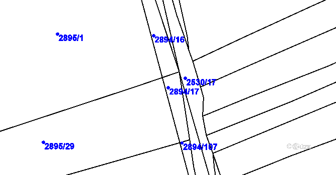 Parcela st. 2894/17 v KÚ Boršice u Buchlovic, Katastrální mapa