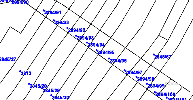 Parcela st. 2894/95 v KÚ Boršice u Buchlovic, Katastrální mapa