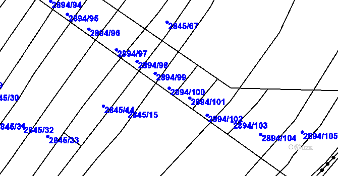 Parcela st. 2894/100 v KÚ Boršice u Buchlovic, Katastrální mapa