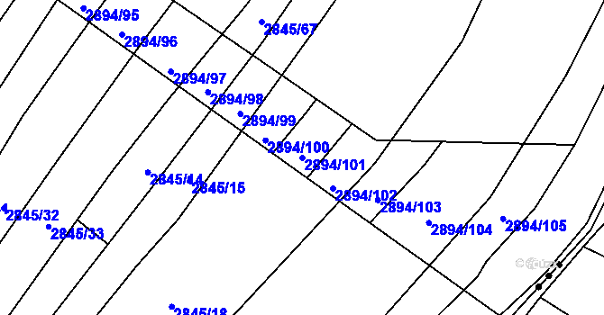 Parcela st. 2894/101 v KÚ Boršice u Buchlovic, Katastrální mapa