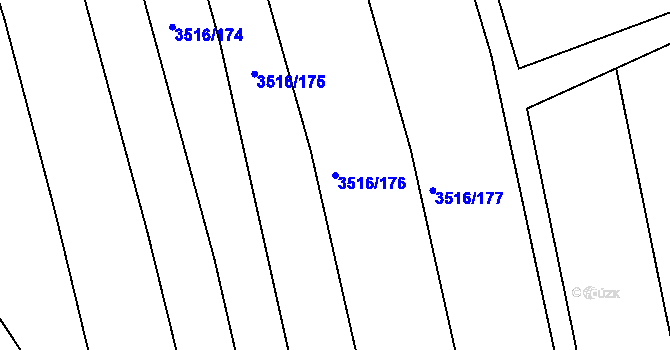 Parcela st. 3516/176 v KÚ Boršice u Buchlovic, Katastrální mapa