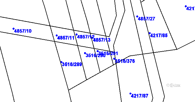 Parcela st. 3516/291 v KÚ Boršice u Buchlovic, Katastrální mapa