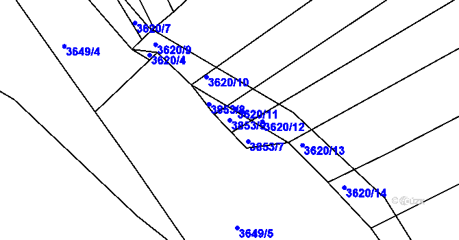Parcela st. 3853/9 v KÚ Boršice u Buchlovic, Katastrální mapa