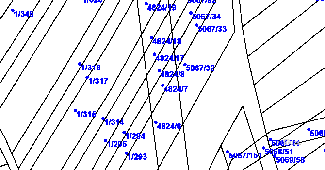 Parcela st. 4824/7 v KÚ Boršice u Buchlovic, Katastrální mapa
