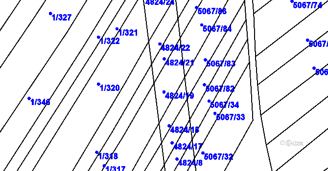 Parcela st. 4824/20 v KÚ Boršice u Buchlovic, Katastrální mapa