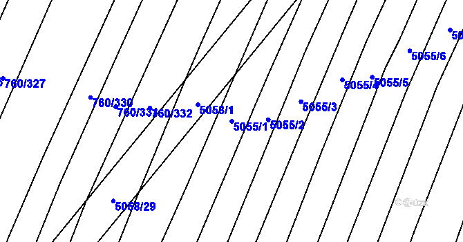 Parcela st. 5055/1 v KÚ Boršice u Buchlovic, Katastrální mapa