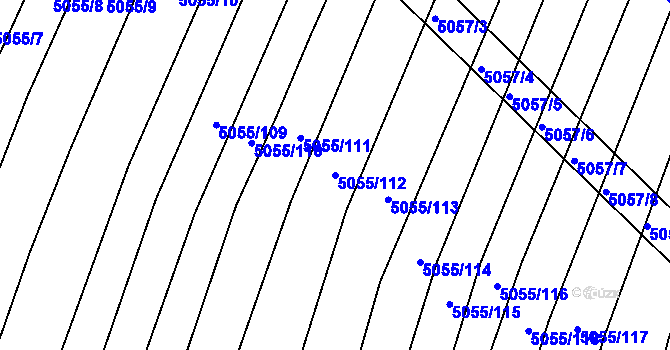 Parcela st. 5055/112 v KÚ Boršice u Buchlovic, Katastrální mapa