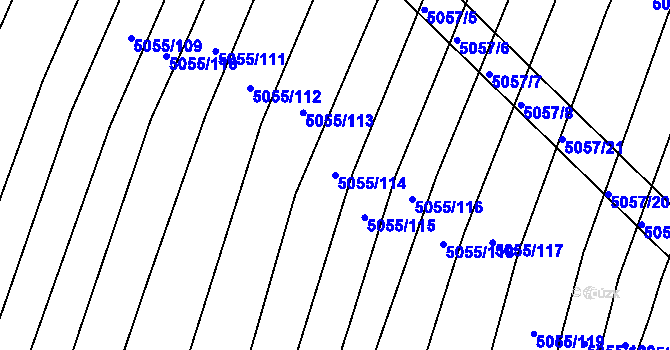 Parcela st. 5055/114 v KÚ Boršice u Buchlovic, Katastrální mapa