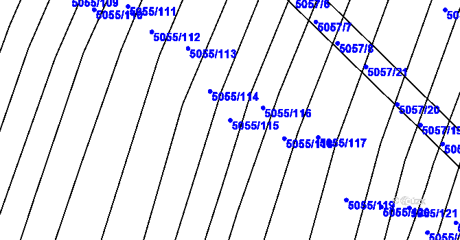 Parcela st. 5055/115 v KÚ Boršice u Buchlovic, Katastrální mapa